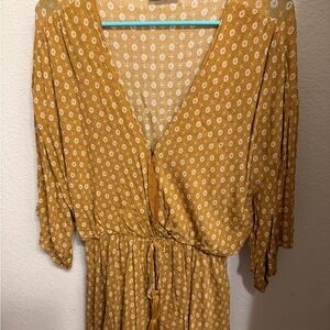 Vici Mustard Yellow Patterned Romper